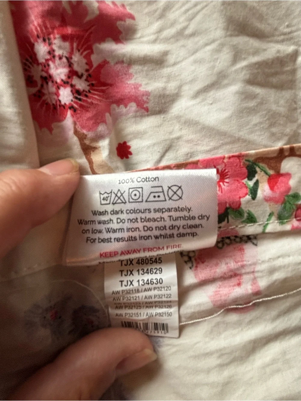 Cath Kidston Cream king duvet with Pink, Purple and Green Floral Bird Print